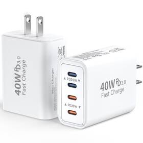 Xhd2507 Duloch Usb C Wall Fast Chargers Block 40w 4-port Type 4 White