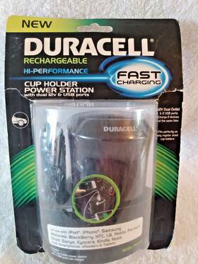 Duracell 680988287534 Rechargeable Hi-performance Cup Holder Power Station Dual 12v And Usb