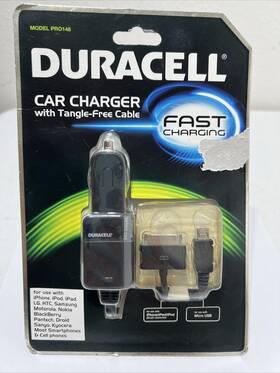 Pro148 Duracell Car Charger Cable 30 Pin Micro Usb Tangle Free 2014 Ipod