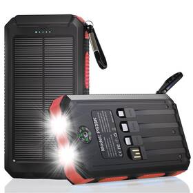 Durecopow 750834341250 Solar Charger Power Bank 20 000mah Portable 4 Cables 3 Ports Fast C