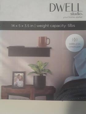 Dwell Studio 729016912076 Wireless Smartphone Cellphone Charging Shelf Wallmount Black Wood 14x5x3.5 Inch