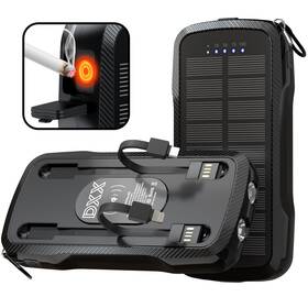 Dxpb-bk-101 Dxx Solar Charger Power Bank 10000mah - Portable Fast Built-in 2 Cables Dual Usb
