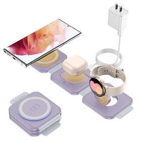 Earteana 768795972475 Foldable Wireless Charger S25 S24 S23 Z Flip Fold Watch 7 Buds 3 Android Purple