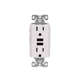 Tr7765w-kb-l Eaton 3.6a Usb Type A Charger With Tr Duplex Receptacle One Size White