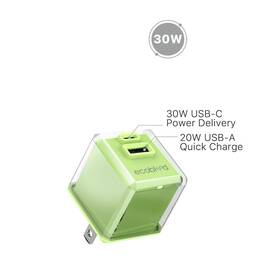 Eco-pp-30w-gn Ecoblvd Powerplant Dual Port Wall Charger Power Delivery And Qc3.0 30w - Green