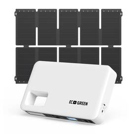 Ecogreen 644197347250 Portable Solar Generator 97wh With 34w Panels Battery White/black