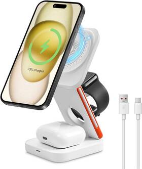 Ef-a15 Efaithfix Upgrated 3 In 1 Wireless Charging Station Foldable Fast White