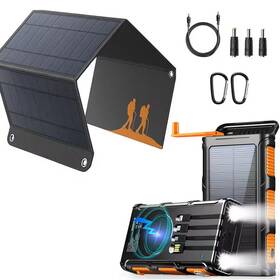 Ekieudl 726084167728 30w Foldable Solar Panel Plus 45800mah Power Bank With Hand Crank Generato
