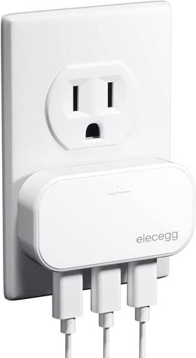 Pa038us Elecegg Slim Flat Usb Wall Charger Ultra Thin 3 Port Adapter With White