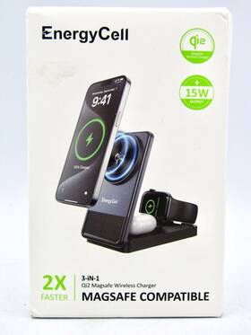 Dc-80q Enegycell 15w 3 In 1 Wireless Charger Stand With Magsafe For Apple Devices - Black