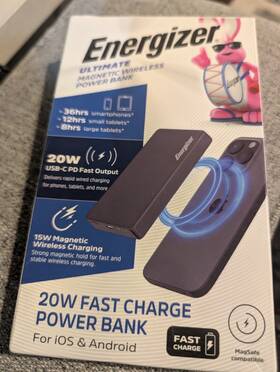 Energizer-10 Energizer 842982107083 000mah Slim Metal 20w Magnetic Wireless Qi/qi2.0/magsafe Powerbank