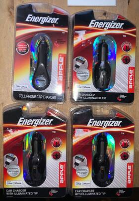 Eng-cla001b Energizer Lot Of 4 - Car Charger 180 Degree Swivel Apple #eng-cla001b 32 Pin
