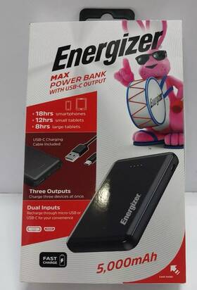 Ue5010-bk Energizer Max 5000mah High Speed Portable Charger/power Bank With Usb-c Z