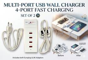 Ups-001 Equilend Holding Multi Port Usb Wall Charger 4-port Fast Charging Station Hub White Set Of 2