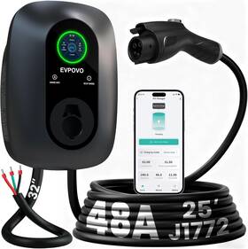 Zb09-u011kbh-f006 Evpovo - Level 2 Ev Charger 48 Amp Hardwired 240v 9x Faster J1772 New