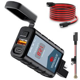 Extractme 602262993542 6.4a Motorcycle Usb Charger Total 44w Dual Type C Pd And Quick Charge 3.0