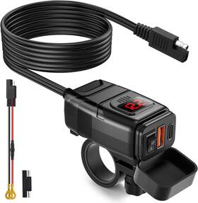 Extractme 744110458503 Motorcycle Phone Charger 6.4a Dual Usb Type C Pd And Quick Charge 3.0 M