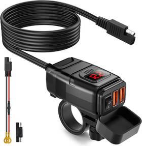 Extractme 744759967312 Motorcycle Usb Charger 6.8a Quick Charge 3.0 Dual