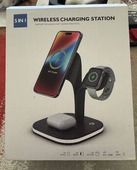 Ym-ud22 Exw Black 5-in-1 Wireless Magnetic Charging Station With Adapter