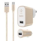 F8m991tt04-gld Belkin Metallic Universal Home Car Charger Bundle With 745883695164