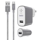 F8m991tt04-gry Belkin Authentic Mixit Car Home Charger Kit Micro 745883718535