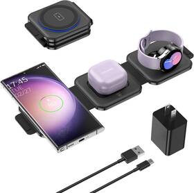 Fanisic 768484470398 Travel Charger For Samsung Multi Devices Foldable 3 In 1 Wireless Charging