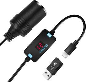 Farsense 797430388678 Usb A To 12v Cigarette Lighter Adapter 36w -usb C Male Black