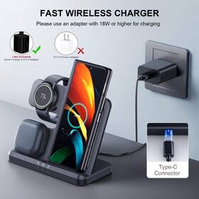 B72408001 Fdgao 3in1 Wireless Charging Station For Samsung Galaxy Watch Ultra/7 S24 /s25 Z Flip6