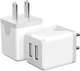 Ofs-566 Fdhjgftr Usb Wall Charger Block Dual Port Cube Power White