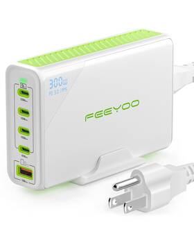 A2319 Feeyoo 300w Usb C Charger Gan Fast Charging Station 5 Ports Type Power Adapter Pd