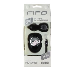 46500 Fifo 3-in-1 3-ft Micro-usb Cable With Car And Wall Adapters Black