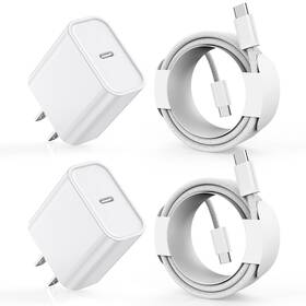 Dt14 Fitquipment For Iphone 16/15 Fast Charging 2-pack Usb C Wall Charger 6ft Cable