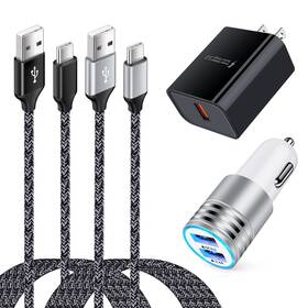 Flecom 761062517959 Usb C Type Charging Cable Wall Plug Car Charger Fast Compatible Fo