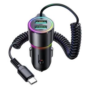 Cl24 Flylead 3.4a Car Phone Charger Dual Usb Adapter With 5ft Type C Coi