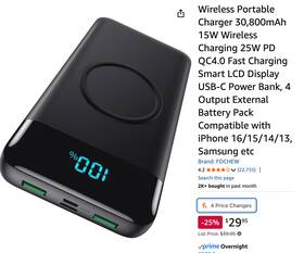 Fochew 754932355416 Half Of Amazon Price New Wireless Portable Charger/power Bank 30 800mah