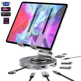 Foloda 748743185591 Usb C Hub For Ipad Pro Docking Station 8-in-1 Rotatable Folding Type-