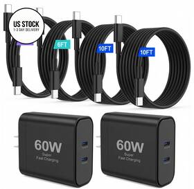 Fomiuoms 743352712213 Iphone 17 Charger 45w Fast Charging Dual Port Usb C Block With Black