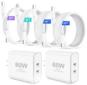 Fomiuoms 743352712220 Iphone 17 Charger 45w Fast Charging Dual Port Usb C Block With White