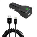1sn-78-866342322 For Iphone Ipod Ipad Car Charger 36w Fast 2-port Usb Coiled Cable Quick Charge
