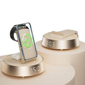 S09-beige-us-y Freefish Alarm Clock With Wireless Charging Station For Bedroom Dimmable Ni