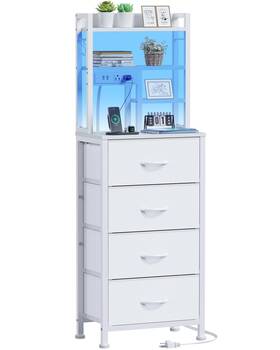 Et-109-cl-4d Furnulem Tall Night Stand 52.1 Inch Led Nightstand With Charging Station And