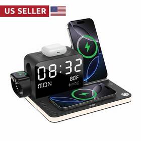 Gadget Inc. 744110910407 Acer 7 In 1 Wireless Charging Station Charger With Clock Led Night Light