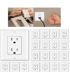 Galaxylense 604966987001 20 Packs 15 Amp Decorator Receptacle Duplex Wall Outlet 15a/125v/1875w 2 P