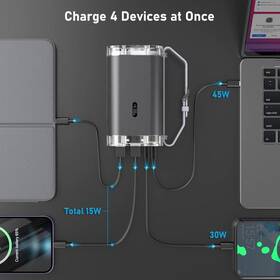 01mv Garvee Jlok-pcl 40000mah Portable Power Bank With Led Lights See-through Ips Screen - Black