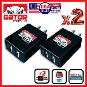 Gator Cable 694157847313 2x Wall Charger Plug Power Adapter 2-usb Port 20w Phone Fast Charge Us Outlet