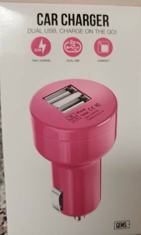 Gems 813125027865 Dual Usb Car Charger Quick Charge Charges 2 At Once - Open Box New