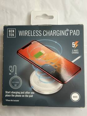 26002 Gen Tek Charging Pad Wireless With Usb Cable For Mobile Phone White Brand New