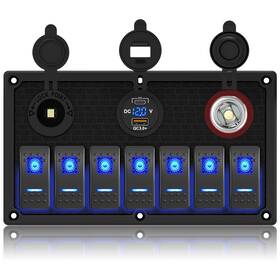 12-24v Ggta Hn-n7 7gang Boat Rocker Switch Panel Waterproof Marine W