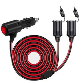 3f-1-2 Gibbab Dc 12v/24v 1 To 2 Car Cigarette Lighter Splitter Power Charger Adapter 6.6ft