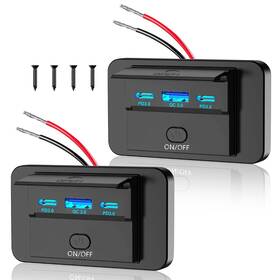 Qc3.0 Gibbab 717994561027 2pcs 3 Ports 12v Rv Usb Outlet 90w Dual Pd3.0 Typec Quick Charge 72w And